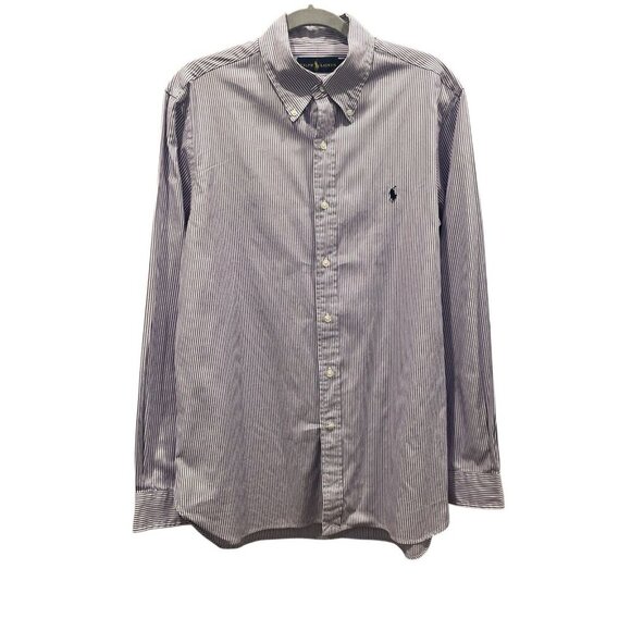 Ralph Lauren Long Sleeve Dress Shirt Purple White Stripe Size 16 40\41 - Picture 1 of 6